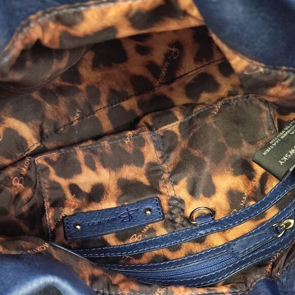 b. makowsky Blue Leather Hobo Bag with Metal Accents - Picture 5 of 5